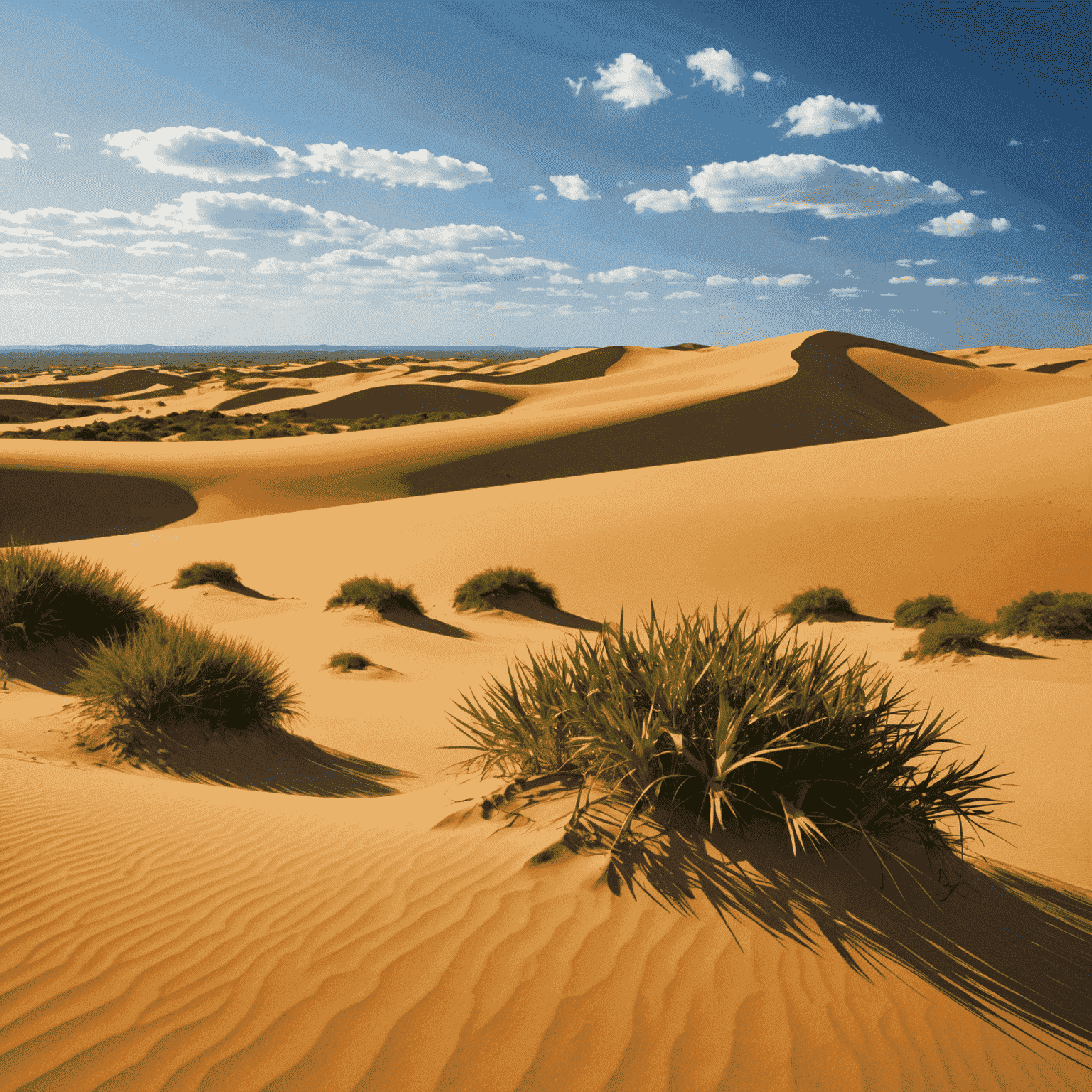 Dunas douradas do Jalapão contrastando com o céu azul e vegetação verde